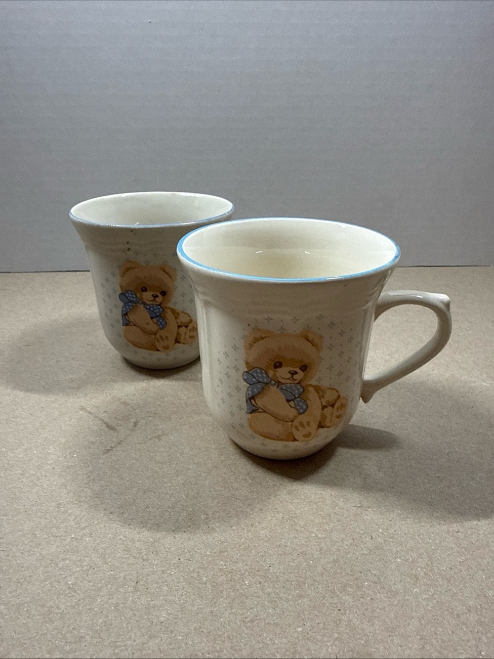 Tienshan Theodore Country Bear Coffee Mugs Set Of 2 - Vintage Cottagecore
